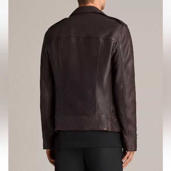 NEW $670 ALL SAINTS leather jacket VOLTAIRE BIKER ML025L OXBLOOD RED Brown - Picture 3 of 11